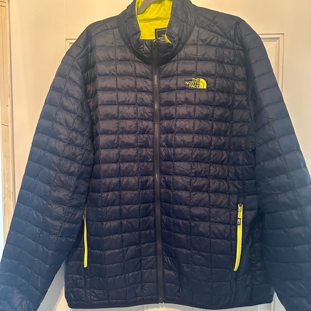 The North Face Men's Blue and Yellow Puffer Jacket